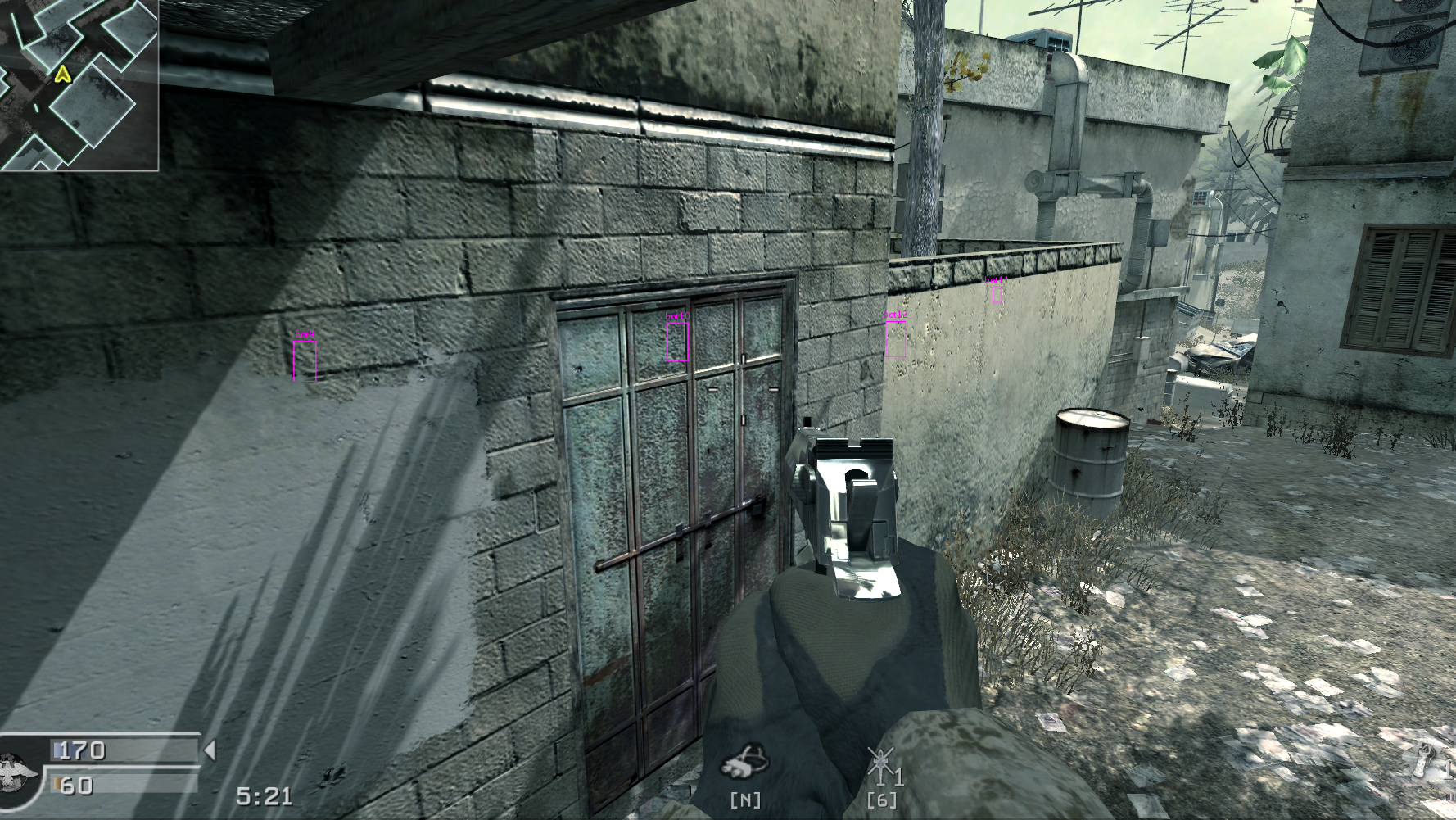 CoD4 D3D9 entity overlay showing projected entity boxes